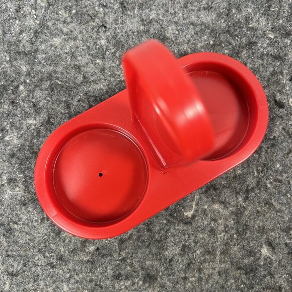 Vintage 1970’s Gemco Cream And Sugar Glass Set w/ Holder Spoon Christmas Trees - Picture 11 of 12